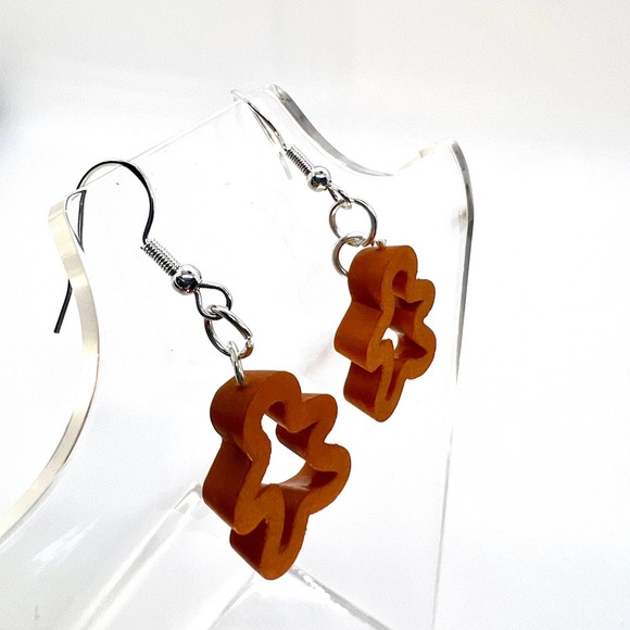 Christmas Earrings - Gingerbread Cookie Cutter Earrings - Dangle Earrings - Picture 6 of 9